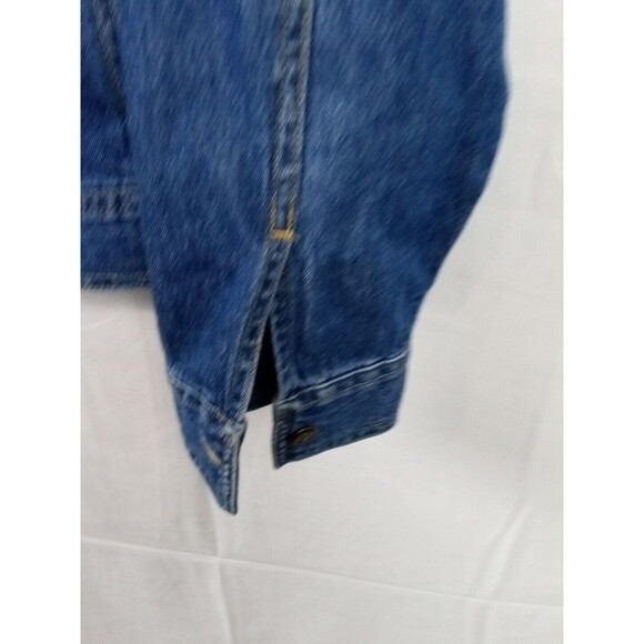 Vintage Timberlea Blue Denim Button Up Shirt Jacket Embroidered Leafs SIZE L/G - Picture 6 of 12